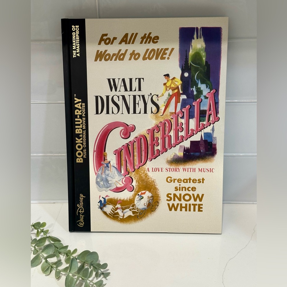 RARE Walt Disney's Cinderella Book & Blu Ray Movie Poster Making Masterpiece NEW